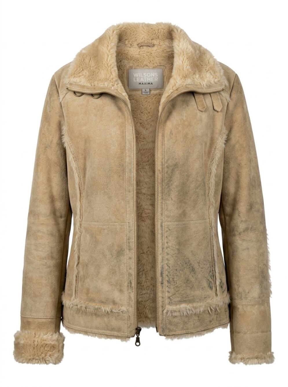Vintage Wilsons Maxima Faux Suede Full Zip Lined Jacket Women Size L